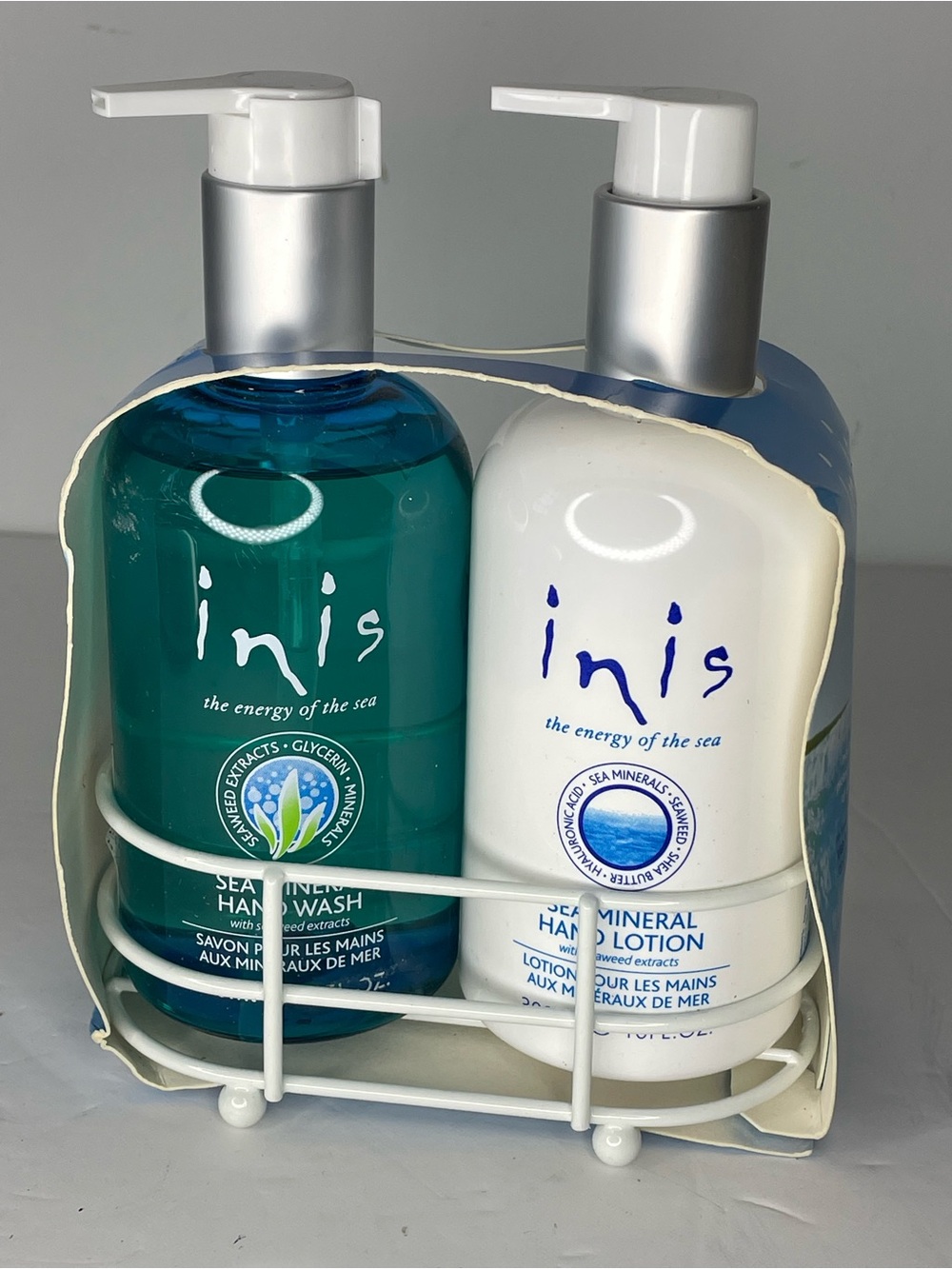 Inis the Energy of the Sea Liquid Hand Soap and Hand Lotion Caddy New 10 Oz Each